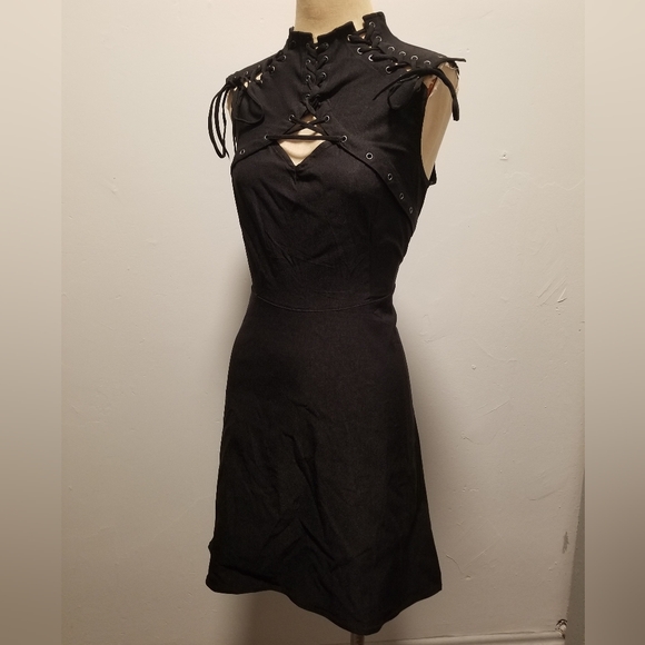 KILLSTAR TIED UP LACE UP DRESS GOTH DOLLS KILL BABE WITCH CLUB PLUS SEXY PUNK - Picture 6 of 9